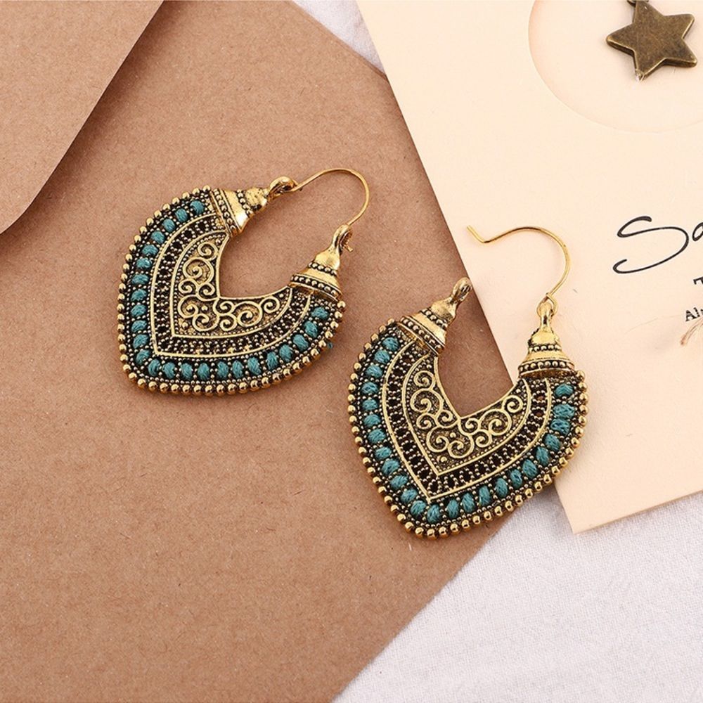 🌺Vintage Ethnic tribal crochet hoop Earring